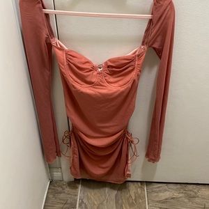 Peach dress-waist cut out